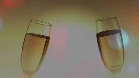 Glasses of champagne with bokeh effect Stock-Footage 80280160