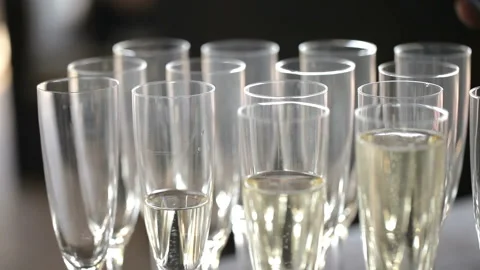 Glasses with champagne. Close up Stock Footage 107488854