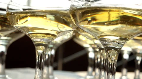 Glasses with champagne close-up on the table. 스톡 동영상 68109551