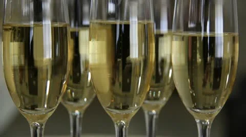 Glasses of Champagne Stock Footage 10900634