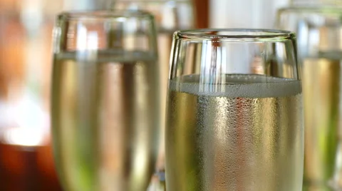 Glasses of Champagne Stock Footage 66377126