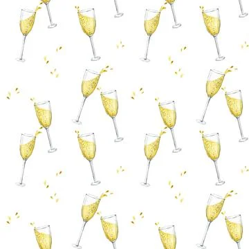 Glasses of champagne seamless pattern Stock Illustration
