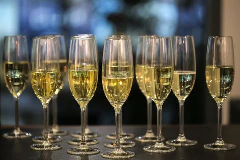 Glasses of champagne on the table Photos