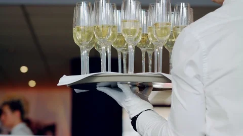Glasses of champagne at wedding Stock-Footage 90697075