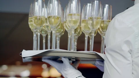 Glasses of champagne at wedding Stock Footage 90697088