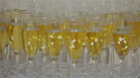 Glasses of champagne at a wedding table Stock Footage 44193661