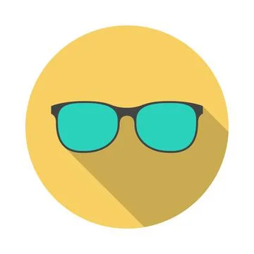 Glasses circle icon with long shadow. Flat design style. Stock Illustration