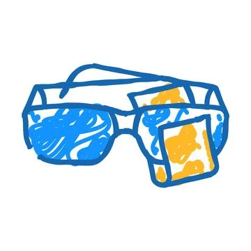 Glasses cleaning microfiber icon doodle illustration Stock Illustration