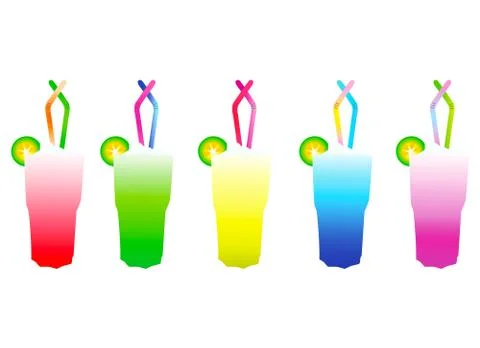 Glasses with cocktails in multiple colors vector illustration Stock Illustration