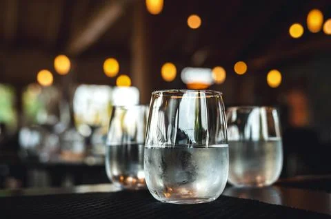 Glasses of Cold Water on a Table Stock Photos