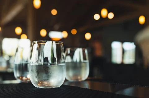 Glasses of Cold Water on a Table Stock Photos