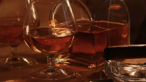 Glasses with cold whiskey Stock-Footage 8520760