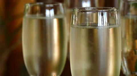 Glasses of Cooled Champagne Stock Footage 66394668