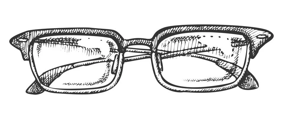 Glasses Corrective Vision Accessory Ink Vector Stock Illustration