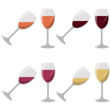 Glasses with different types of wine isolated Stock Illustration