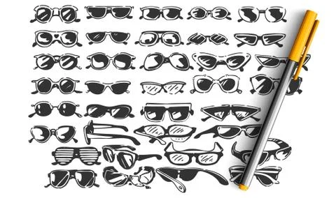 Glasses doodle set Illustrazione stock