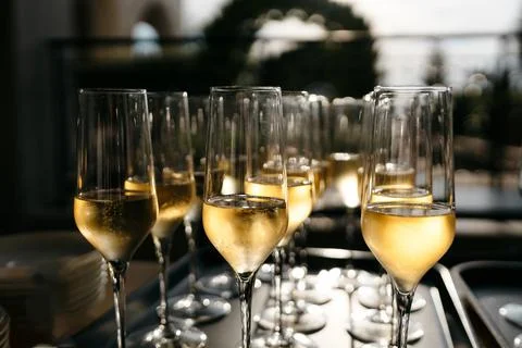 Glasses with a drink on a dark background Stock Photos