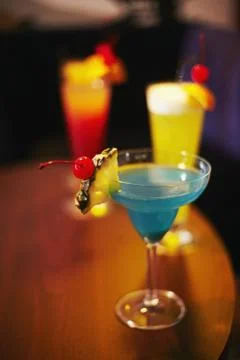 Glasses of drinks on the table Stock Photos