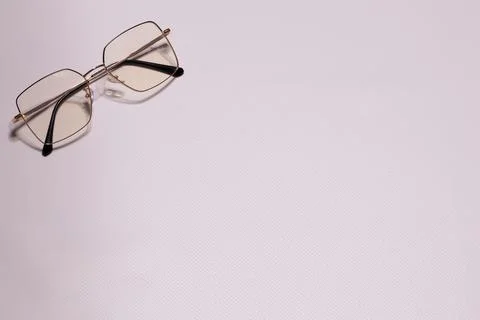 Glasses with elegant frames on a white background. Glasses for working at the Stock Photos