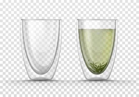 Glasses empty and full of green tea Stock Illustration