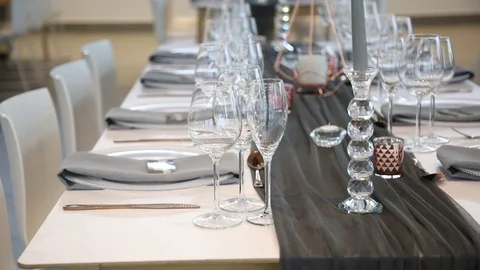 Glasses At The End Of The Table Stock-Footage 114883647