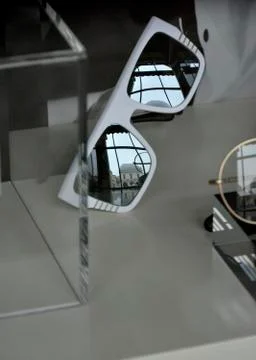 Glasses exposed in a display case Stock Photos