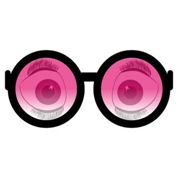 Glasses with eyes on white background. Vector illustration. Illustrazione stock