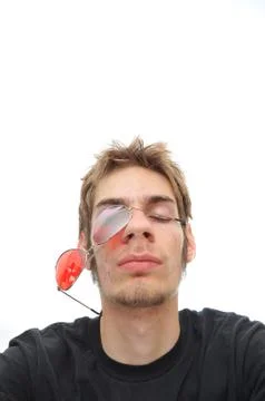 Glasses falling off face Stock Photos