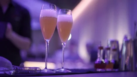 Glasses filled with champagne Stock Footage 71493957