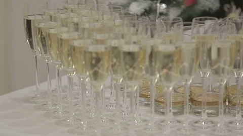 Glasses filled with champagne Stock Footage 77076206