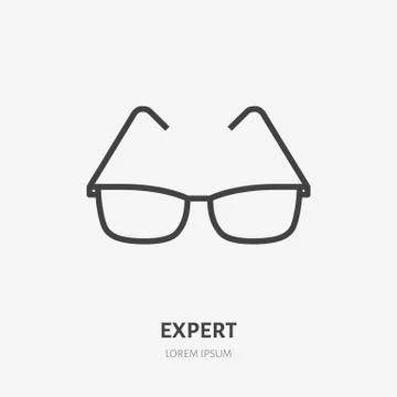 Glasses flat line icon. Vector thin sign of eye frame, geek logo. Ophthalmology Illustrazione stock