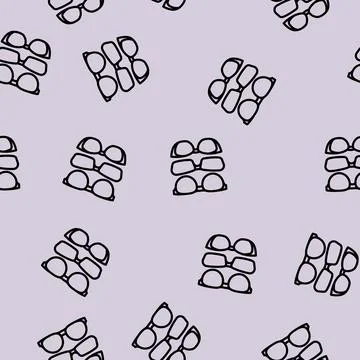 Glasses frames optometry vision eye line vector seamless pattern Stock Illustration