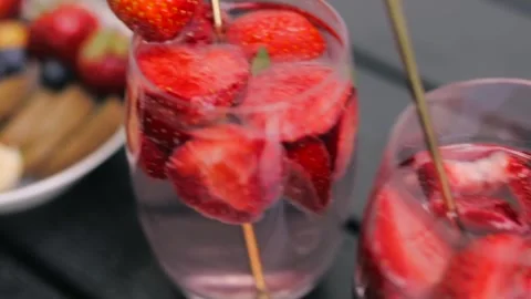 Glasses Of Fresh Fruit Stock Footage 307153770