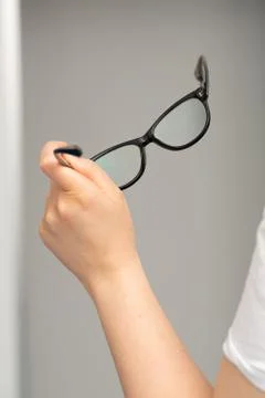 Glasses in front of E FP TOZ chart 스톡 사진