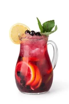 Glasses of fruit drinks with ice cubes Stock Photos