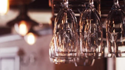 Glasses glitter over the bar Vídeo Stock 159057949