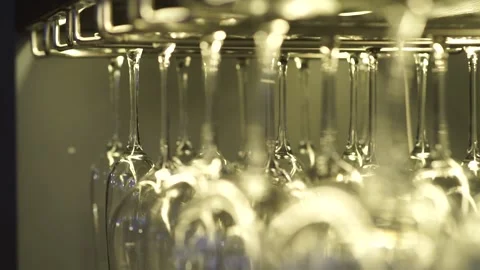 Glasses hang on the dryer Stock Footage 159882290