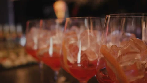 Glasses with ice with alcohol. Stock Footage 112370756