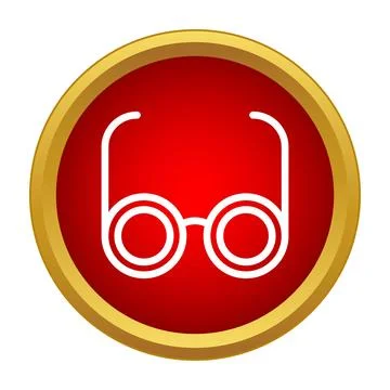 Glasses icon finding vision solution in red circle Stock Illustration