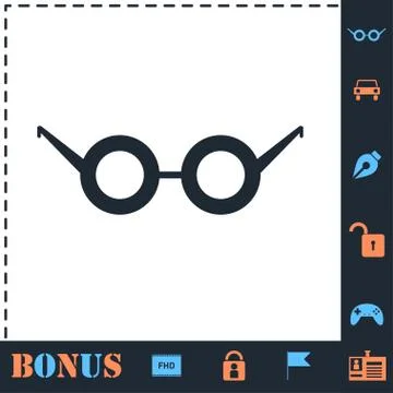 Glasses icon flat Stock Illustration