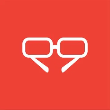 Glasses Icon On Red Background. Red Flat Style Vector Illustration Stock Illustration