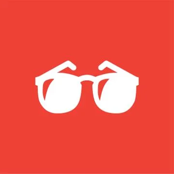 Glasses Icon On Red Background. Red Flat Style Vector Illustration Stock Illustration