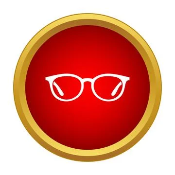 Glasses icon on red button design for vision Stock Illustration