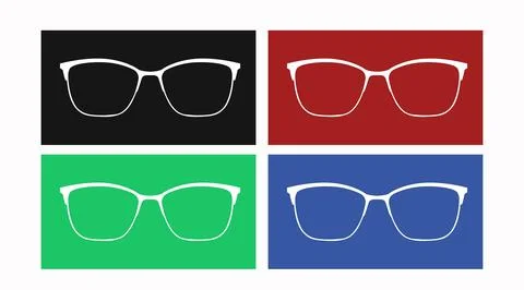 Glasses Icon Set. Set of square flat illustration Stock Illustration