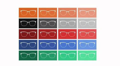 Glasses Icon Set. Set of square flat illustration Stock Illustration