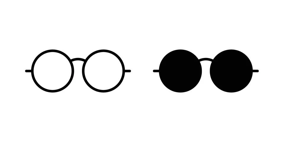 Glasses icon solid, line, and editable vector set. Stock Illustration