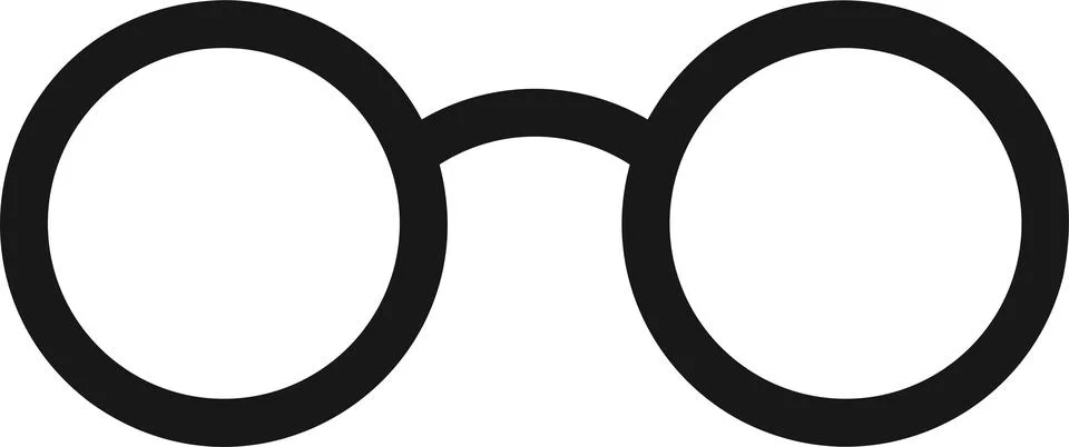 Glasses icon. Version for the blind. Vector, line, one color. Stock Illustration