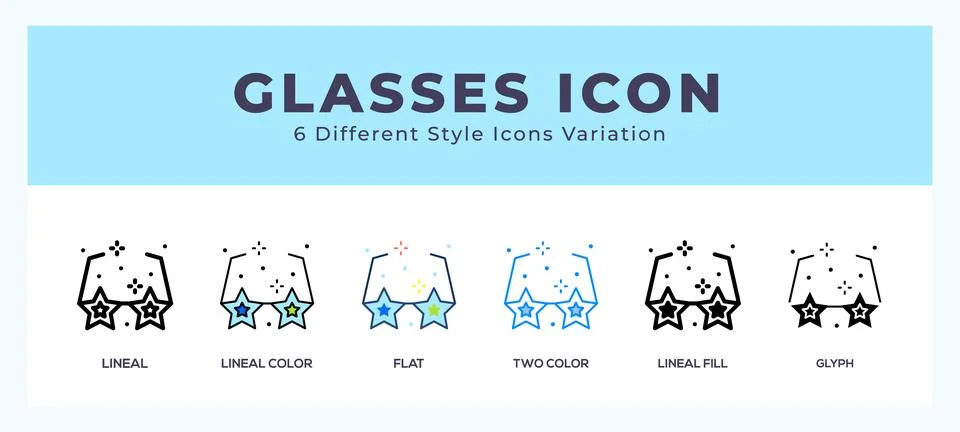 Glasses icons set of simple vector illustration. Illustrazione stock
