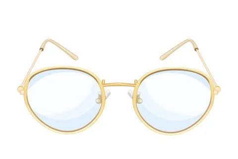 Glasses isolated on white background. Round lens type golden eyeglasses. Stock Illustration