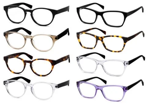 Glasses isolated on white background, in various colors 写真素材